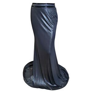 Colors Dress Metallic Silver Skirt Size S Beaded Long Liquid Womens